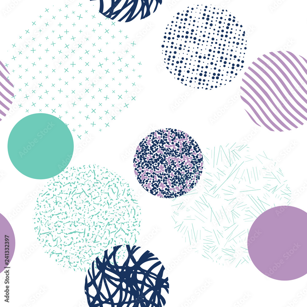 Fototapeta Background with circles. Vector abstract colorful texture circles seamless pattern. Pattern ideal for wrapping paper, wallpaper and textiles.