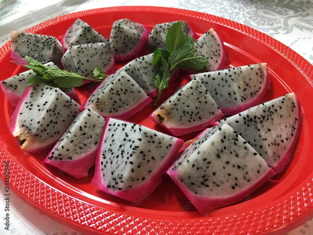 Sliced Dragon Fruit, Pitaya Fruit Sliced Dragon Fruit, Pitaya Fruit