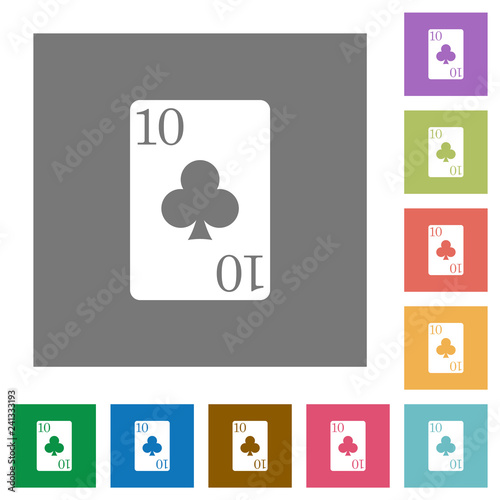 Ten of clubs card square flat icons