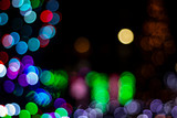 bokeh multicolored on black sky background close up