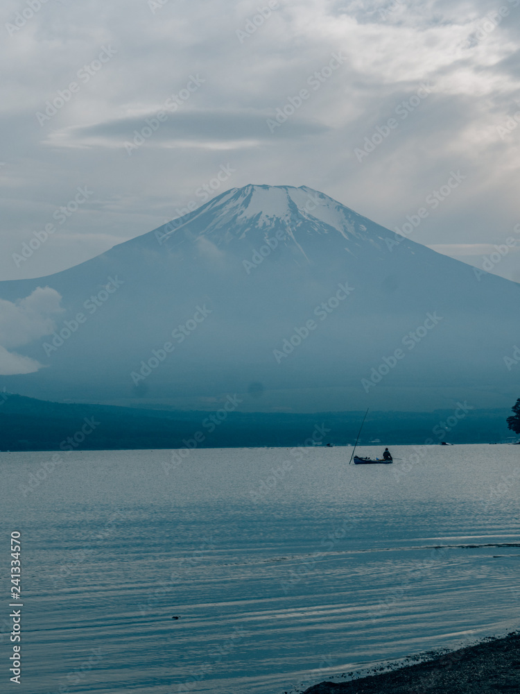 Mount Fuji in Japan on a cloudy day