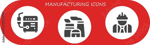 Vector icons pack of 3 filled manufacturing icons