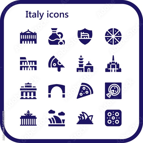 Vector icons pack of 16 filled italy icons