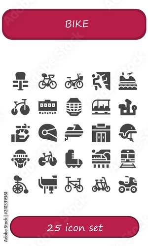 Vector icons pack of 25 filled bike icons