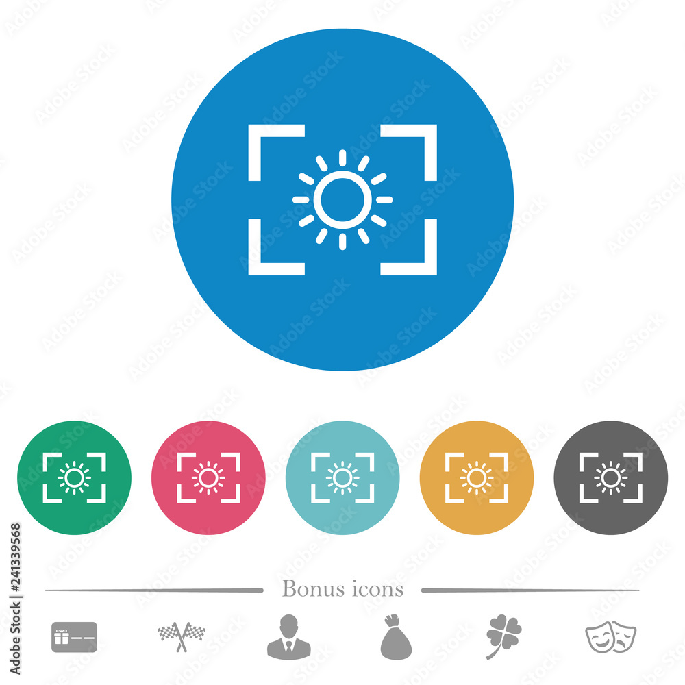 Camera brightness setting flat round icons