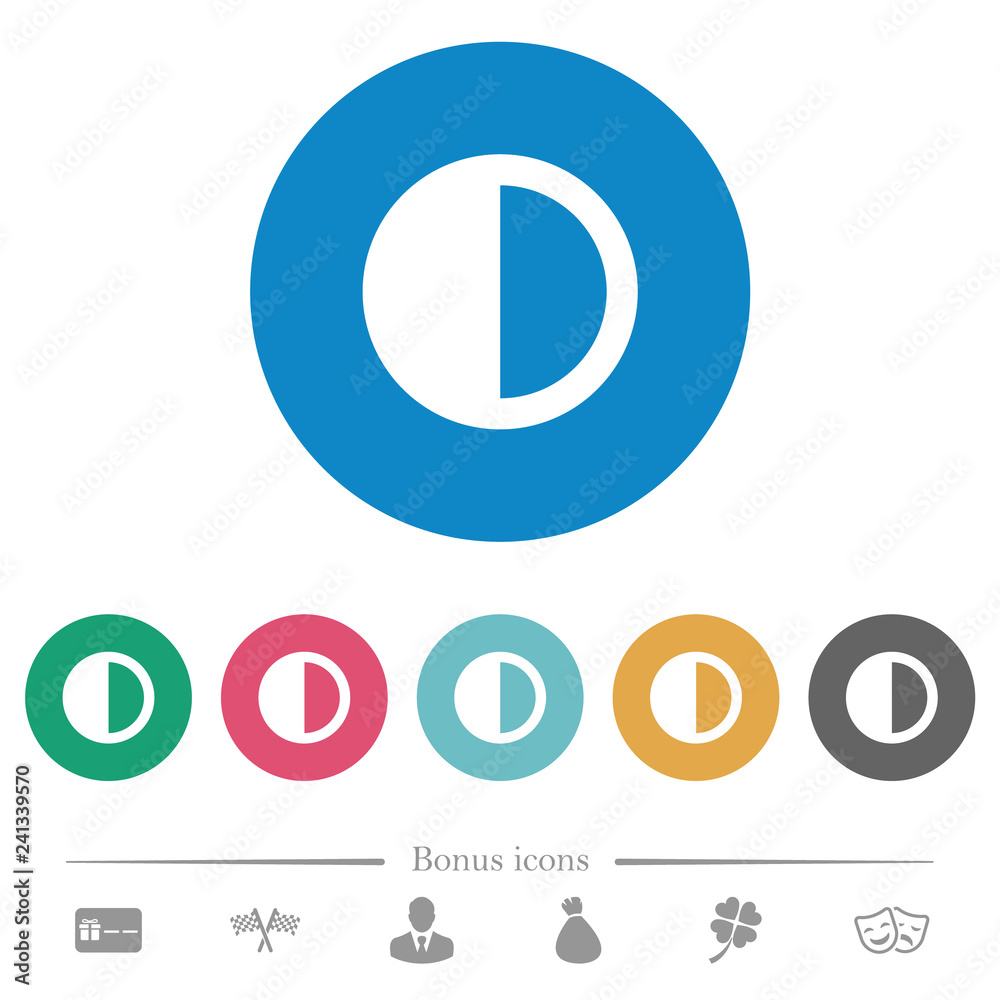 Contrast control flat round icons