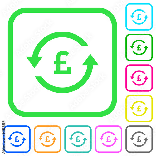 Pound pay back vivid colored flat icons