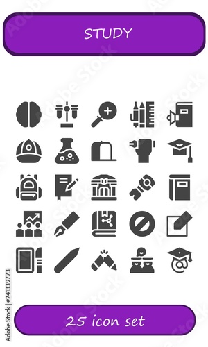Vector icons pack of 25 filled study icons