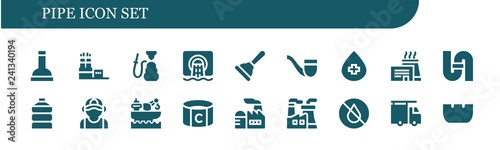 Vector icons pack of 18 filled pipe icons