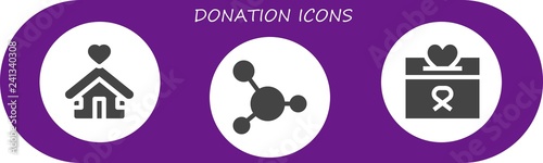 Vector icons pack of 3 filled donation icons
