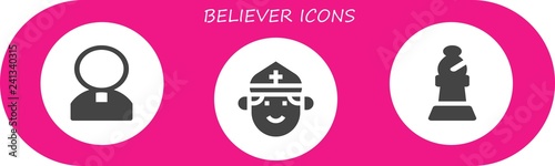 Vector icons pack of 3 filled believer icons