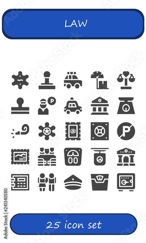 Vector icons pack of 25 filled law icons