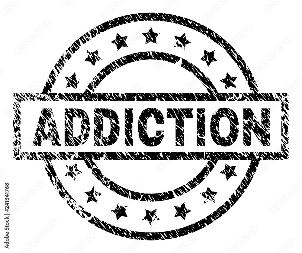 ADDICTION stamp seal watermark with distress style. Designed with ...