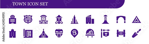 Vector icons pack of 18 filled town icons