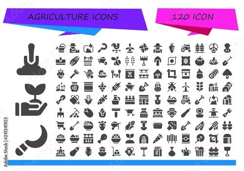 Vector icons pack of 120 filled agriculture icons