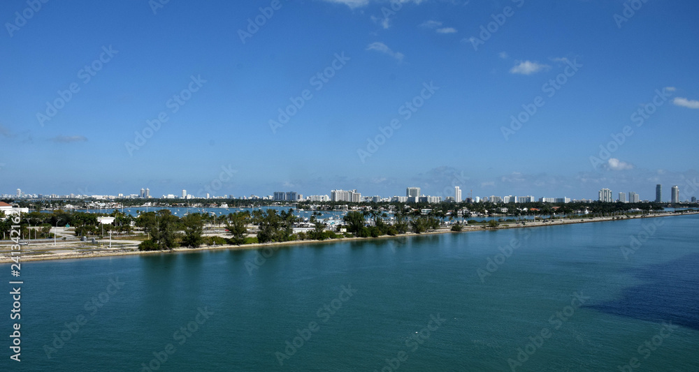Miami Beach Florida seen on the horizon Miami Beach Florida seen on the horizon