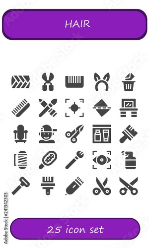 Vector icons pack of 25 filled hair icons