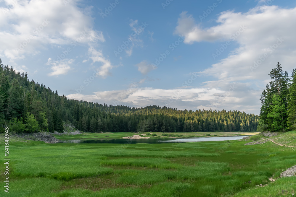 The magnificent Black Lake is located in the National Park Durmitor in the north of Montenegro.