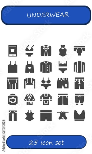 Vector icons pack of 25 filled underwear icons