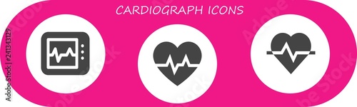 Vector icons pack of 3 filled cardiograph icons