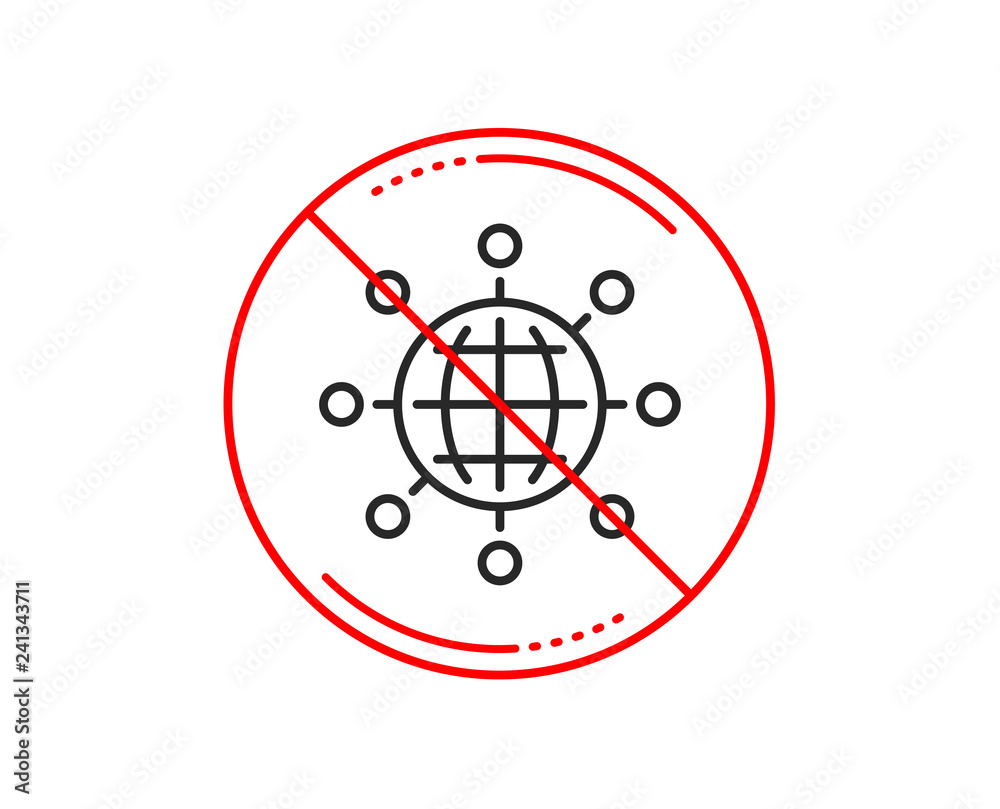 No or stop sign. Business networking line icon. International work symbol. Global communication sign. Caution prohibited ban stop symbol. No icon design. Vector No or stop sign. Business networking line icon. International work symbol. Global communication sign. Caution prohibited ban stop symbol. No icon design. Vector