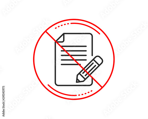 Wallpaper Mural No or stop sign. Feedback line icon. Page with pencil sign. Copywriting symbol. Caution prohibited ban stop symbol. No  icon design.  Vector Torontodigital.ca