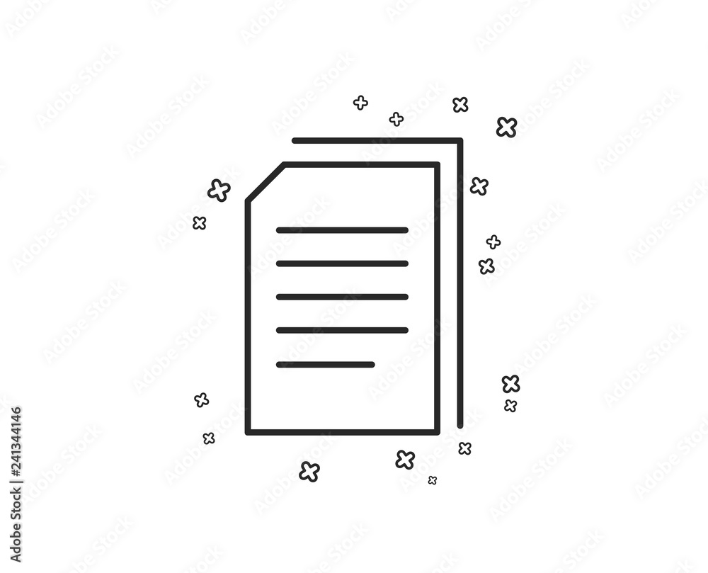 Copy Documents line icon. Copying Files sign. Paper page concept symbol. Geometric shapes. Random cross elements. Linear Copy files icon design. Vector Copy Documents line icon. Copying Files sign. Paper page concept symbol. Geometric shapes. Random cross elements. Linear Copy files icon design. Vector