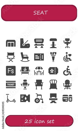 Vector icons pack of 25 filled seat icons