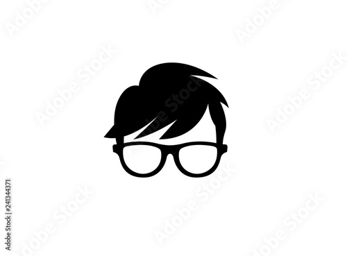 Geek Head with hairstyle wearing glasses Logo Design