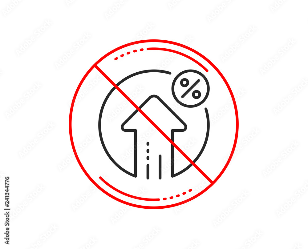 No or stop sign. Loan percent growth line icon. Discount sign. Credit percentage symbol. Caution prohibited ban stop symbol. No icon design. Vector No or stop sign. Loan percent growth line icon. Discount sign. Credit percentage symbol. Caution prohibited ban stop symbol. No icon design. Vector