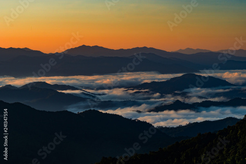 landscape  of  Mountain with Mist in  Nan province Thailand