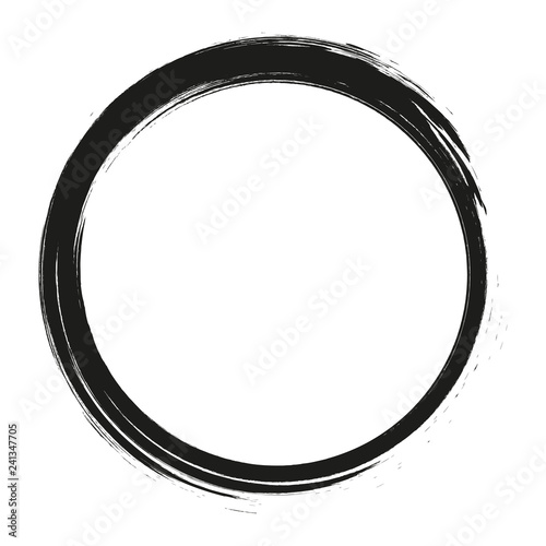vector brush strokes circles of paint on white background. Ink hand drawn paint brush circle. Logo, label design element vector illustration. Black abstract grunge circle. Frame.