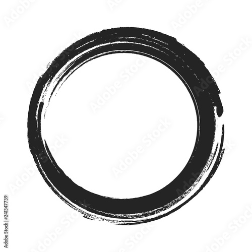 vector brush strokes circles of paint on white background. Ink hand drawn paint brush circle. Logo, label design element vector illustration. Black abstract grunge circle. Frame.