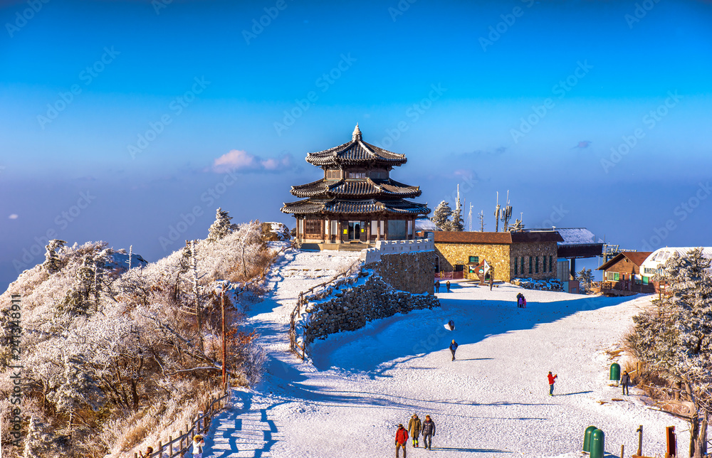 Beauty of winter at deogyusan mountain in muju city south Korea