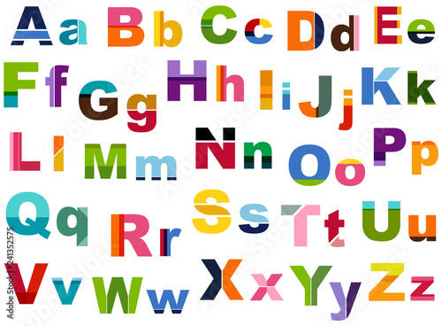 Colorblock alphabet letters. Colorful typography for scrapbooking, cards, logos, web elements, backgrounds and more. Colorblocked type. Colourblock. Colourblocked letters.