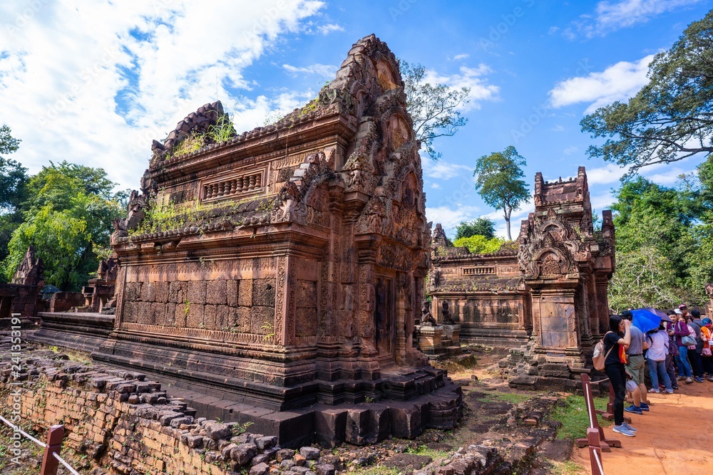 tourist travel at Banteay Srei temple