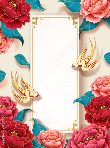 Peony New year background template