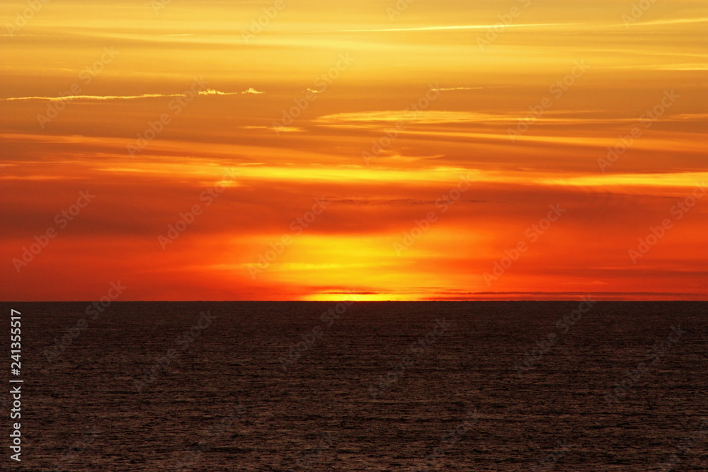 Red sunset on the beach Red sunset on the beach