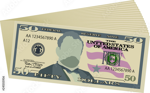 Bunch of 50 US dollar banknote