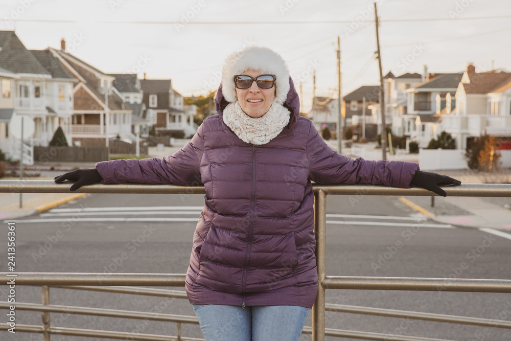 Vintage Look Jersey Shore woman posing on the boardwalk
