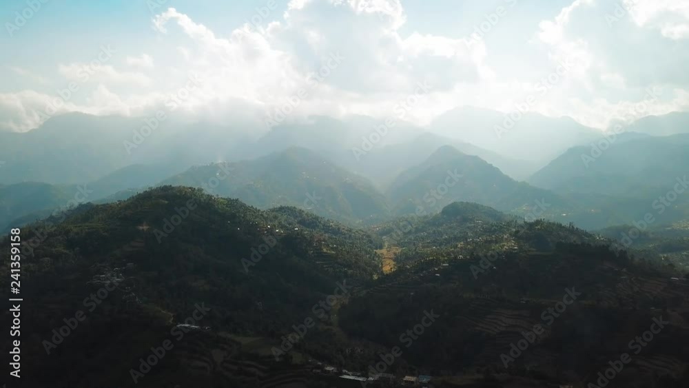 Sunset above mountain in valley Himalayas mountains Sunset above mountain in valley Himalayas mountains