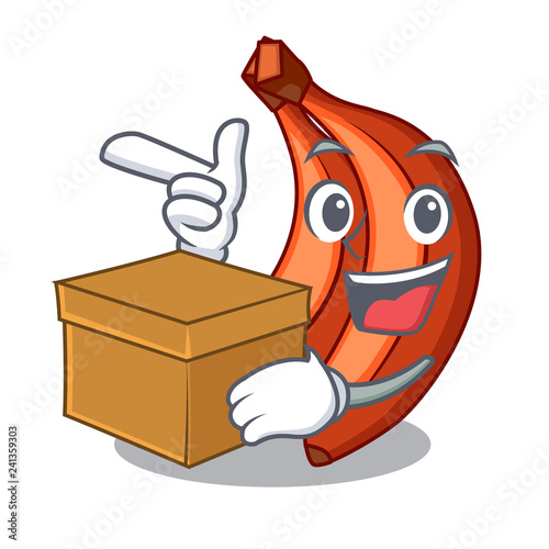 With box abunch in red bananas fruit character