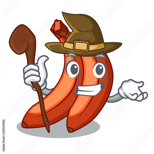 Witch red cartoon bananas ready to eat