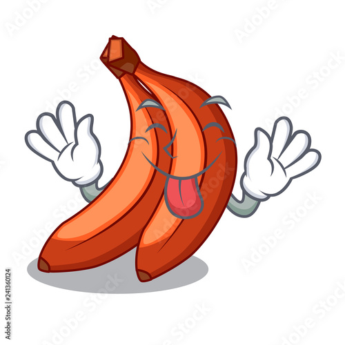 Tongue out banana merah in the shape cartoon