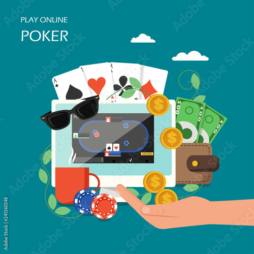 Online poker vector flat style design illustration