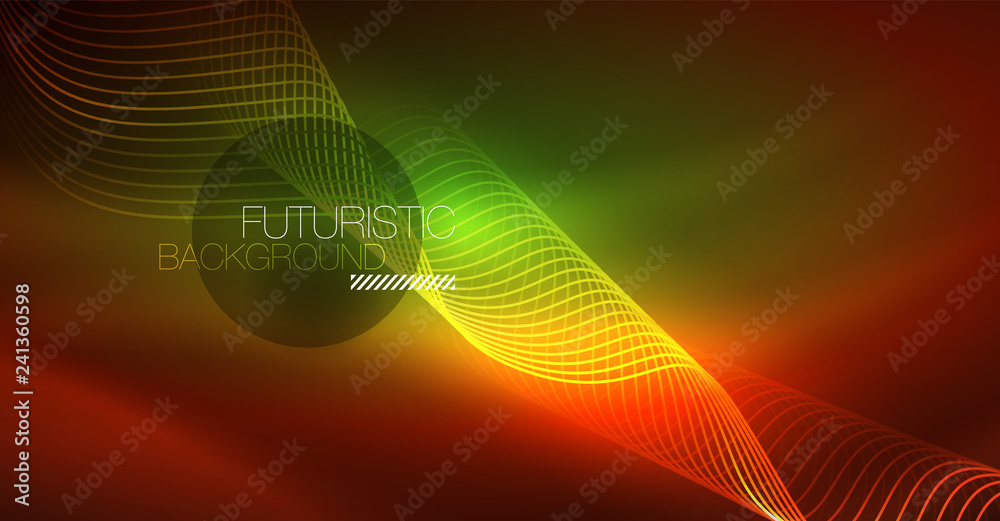 Neon lines wave background. Abstract composition Neon lines wave background. Abstract composition