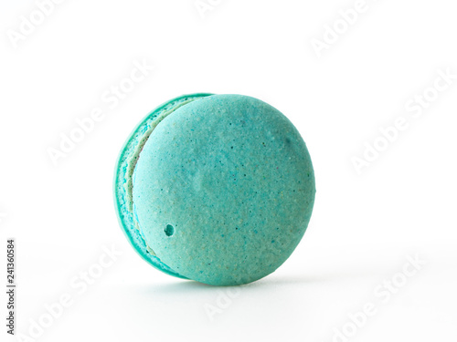 Single Blue macaroon on the white