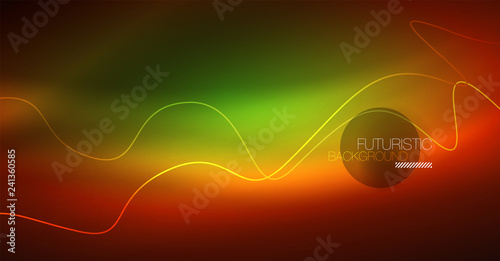 Neon lines wave background. Abstract composition