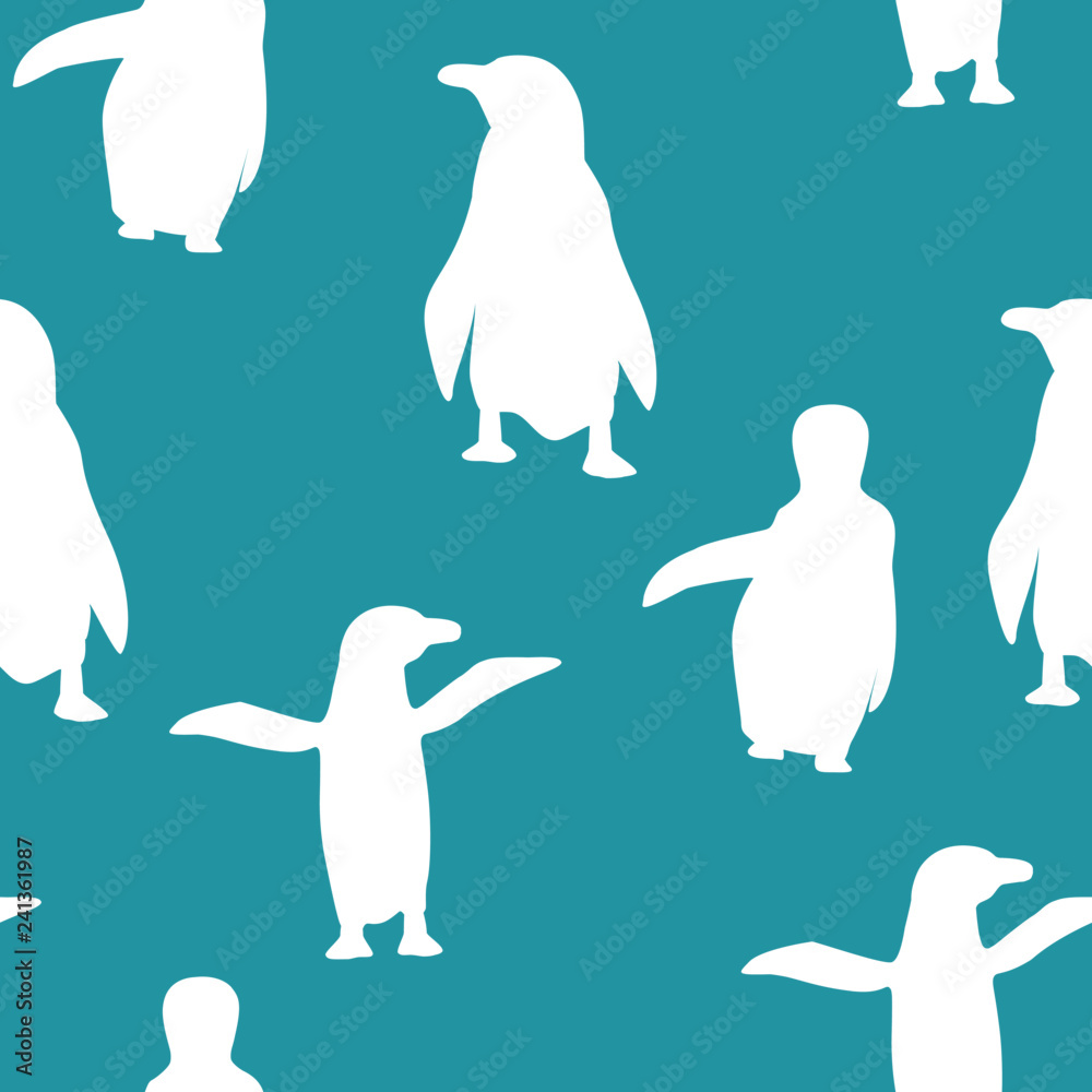 Naklejka premium seamless picture with penguin silhouettes