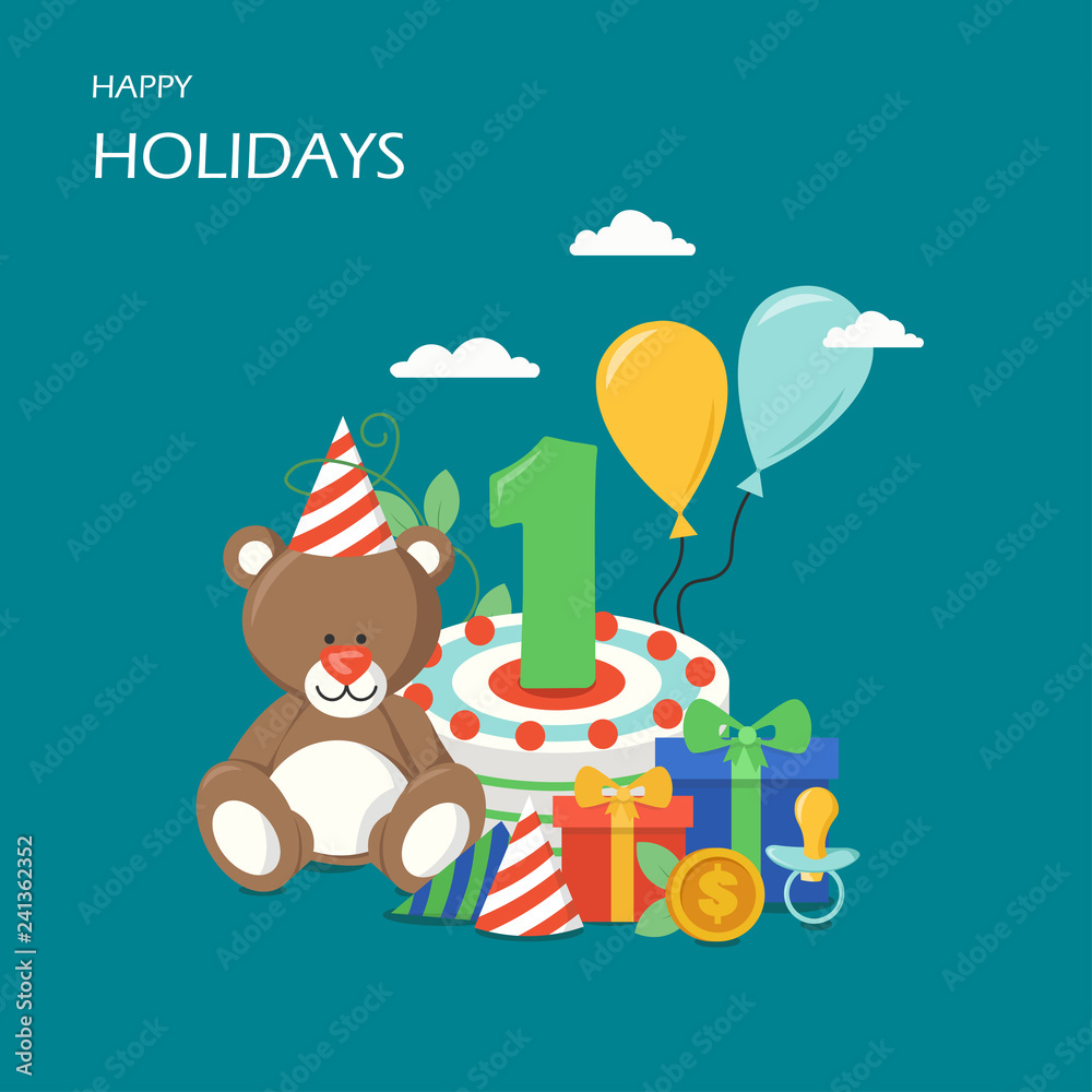 Naklejka premium Happy holidays vector flat style design illustration